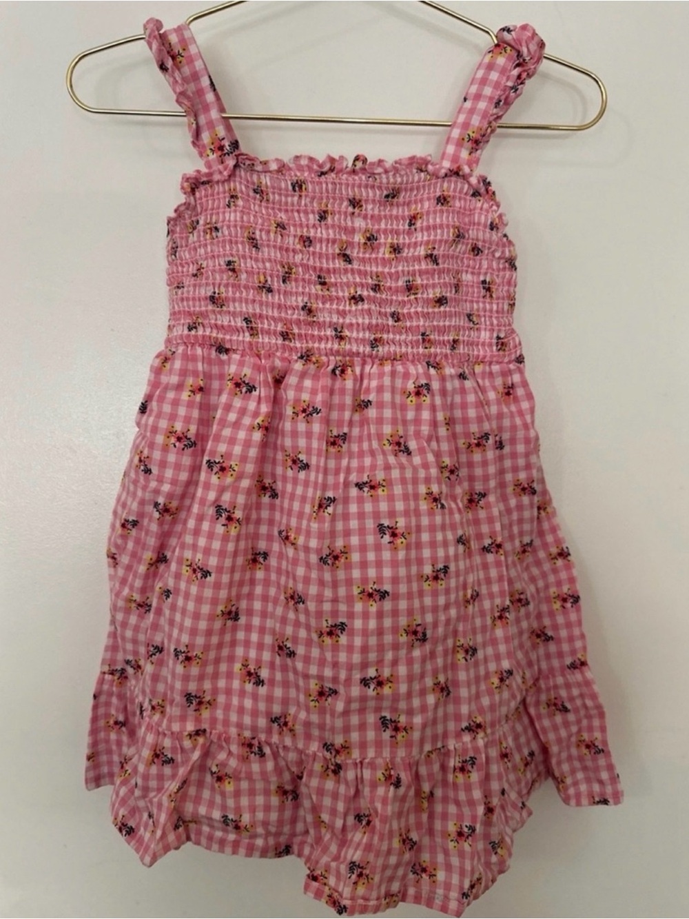 Tucker + Tate Nordstrom Pink Gingham Floral Smocked Dress 3T